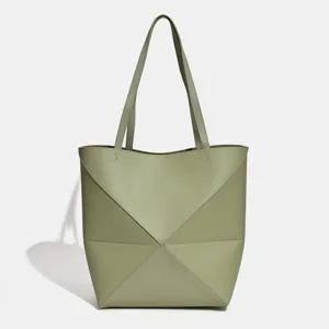 Minimalistische geometrische Schultertasche, große PU Leder Freizeit Handtasche Damen.