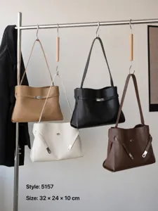 Women stylish retro casual Kelly shoulder bag PU leather fashion tote crossbody handbag