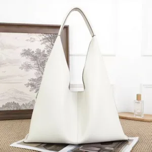 Weisser weicher Leder Hobo Schultertasche minimalistische grosse laessige Tote Tasche Damen
