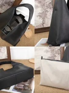 Schwarze weiche Leder Hobo Schultertasche große Kapazität lässige minimalistische Tasche