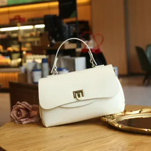 Retro Echt Leer Kussen Tas Vrouwen Casual Schouder Crossbody Tas Mode Slot Sluiting Top Handvat Satchel Tas
