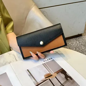 Two-tone long women wallet fashion PU leather clutch purse elegant ladies card holder chic design
