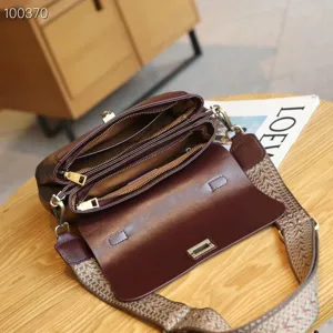 Vintage echt lederen schoudertas, multifunctionele crossbody tas met brede riem.