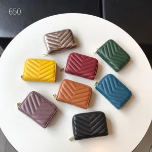 Portafoglio donna trapuntato chevron con zip porta carte monete compatto colorato