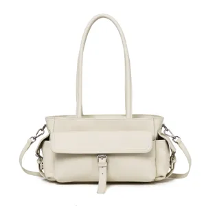 Elegant genuine leather shoulder bag for women with multi compartments, perfect for daily office use.