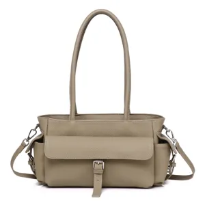 Premium top layer cowhide leather shoulder bag, casual multi-compartment daily handbag.