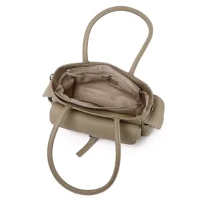 Multi-layer leather handbag for women, top grain cowhide tote bag with spacious compartments.