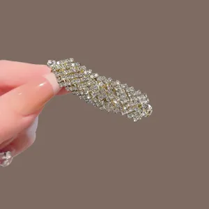 Elegant rhinestone hair clip sparkling crystal BB hairpin for women exquisite side fringe accessory