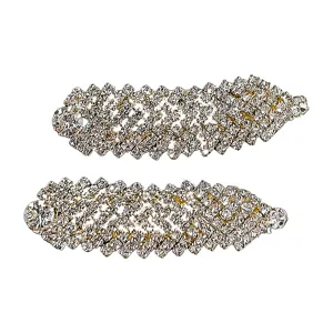 Sparkling rhinestone hair clips elegant crystal leaf side bangs barrettes for women 2pcs