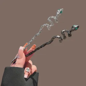 Chinese style coiled snake hair stick minimalist metal hairpin elegant hair styling accessory