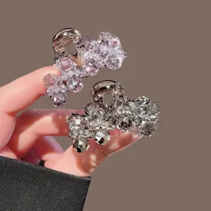 Pinces à cheveux élégantes en cristal pour femmes, mini pinces griffes brillantes et tendance.