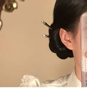 Vintage Chinese style pearl hair stick elegant minimalist hair fork for women fashion hair accessories