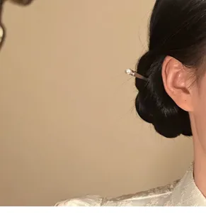 Chinese style minimalist pearl hair pin elegant updo hair accessory for women daily wear