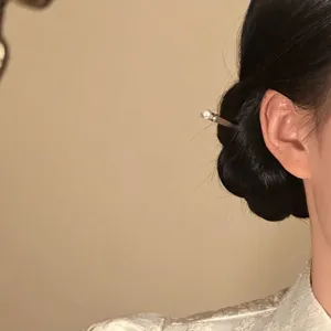 New Chinese ancient style pearl hairpin, minimalist elegant hair stick for women daily wear.