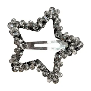 Sparkling star hairpin with crystal beads and metal snap clip for sweet daily hair styling.
