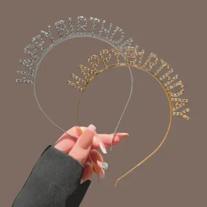 Anniversaire strass bandeau ensemble alliage cristal joyeux anniversaire cheveux