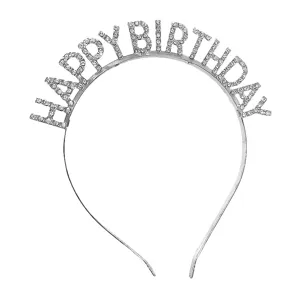 Serre-tête Strass Joyeux Anniversaire Argent Métal Fête Accessoires Photo Anniversaire