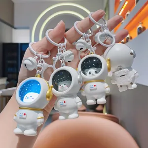 Astronaut keychain night light cute bear glowing key ring bag pendant accessory gifts