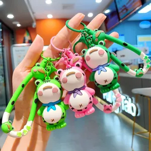 Schattige Cartoon Kikker Sleutelhanger PVC Koppel Pop Tassenhanger Autosleutelhanger Creatieve Dier Sleutelhanger Mode Cadeau