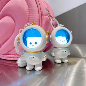 Creative astronaut bear keychain glowing starry night light bag pendant cute gift