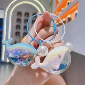 Süßer Laser Wal Schlüsselanhänger Acryl Tasche Anhänger Mit Künstlicher Perle Und Strass Trendiges Auto Schlüsselanhänger Geschenk