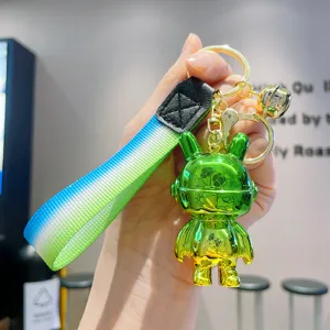 Portachiavi con coniglio elettroplastificato sfumato simpatico bambola borsa auto ciondolo regalo
