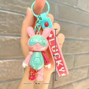 Creatieve galvaniseerde geluk konijn sleutelhanger schattige auto tas hanger cadeau