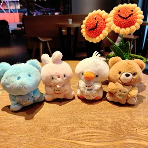 Cute plush animal keychain pendants, soft stuffed toys bag charms and car key rings decor.