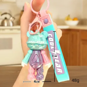 Colorful cartoon bear keychain PVC soft rubber cute doll bag pendant decoration accessory