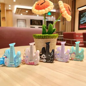 Cute cartoon animal guitar keychain mini music toy car key chain bag pendant gift nice item