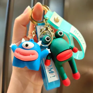Cute Funny Big Mouth Monster Keychain Cartoon PVC Doll Key Chain Bag Pendant Car Key Ring Creative Gift Accessories