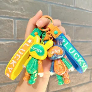 Creatieve Gegalvaniseerde Spliced Lucky Rabbit Sleutelhanger Schattige PVC Astronaut Pop Auto Sleutelhanger Tas Hanger