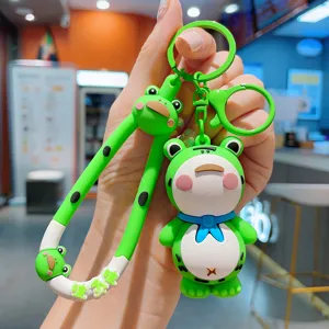 Leuke groene kikker sleutelhanger siliconen cartoon tas hanger leuk cadeautje.