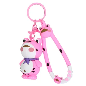 Leuke roze cartoon kikker sleutelhanger siliconen tas charm autosleutelhanger accessoire