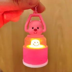 Portachiavi luce campeggio orsetto rosa carino portatile mini luminoso anello regalo