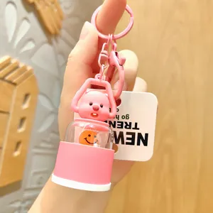 Bellissimo portachiavi orsetto rosa carino ciondolo borsa portatile disegno animato