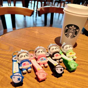 Süßes Weltraum Panda Schlüsselanhänger Set, Astronaut Bär Tasche Anhänger Geschenk Zubehör.
