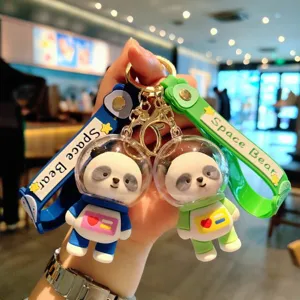 Niedlicher Weltraum Panda Schlüsselanhänger Astronaut Bär Puppe Schlüsselbund Cartoon Tasche Anhänger Auto Schlüsselring Süßes Tägliches Geschenk