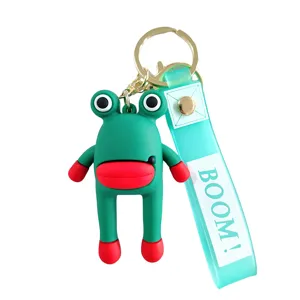 Cute funny big lips green doll keychain cartoon style bag pendant car key ring accessory gift
