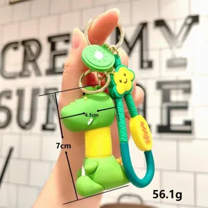 Cute telescopic neck dinosaur keychain cartoon decompression bag pendant accessory gift item