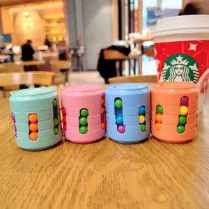 Creative rotating magic bean cube keychain, colorful puzzle fidget toy for kids and students.