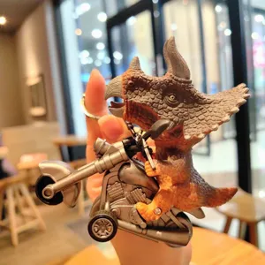 Leuke dinosaurus motorfiets sleutelhanger creatieve cartoon hanger metalen auto accessoire cade