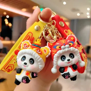 Porte-clés panda nouvel an style chinois mignon chapeau tigre pendentif sac accessoire cadeau