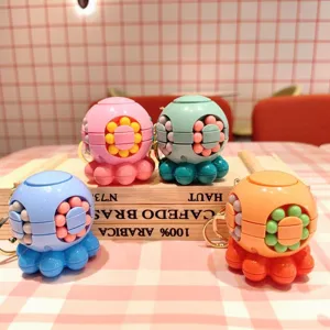 Octopus magic cube keychain colorful rotating puzzle toy cute bag pendant student gift
