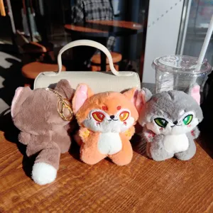 Adorabile portachiavi in peluche volpe e lupo cartone animato, morbido ciondolo borsa.