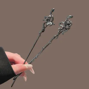 Snake cat eye hair stick vintage metal hair fork gothic hair accessories for women