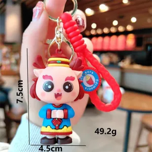 Leuke Chinese stijl draak PVC sleutelhanger, traditionele hanger voor tassen en autosleutels.