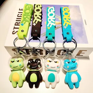 Cartoon astronaut frog keychain set, cute acrylic figure key ring for car keys and bags.