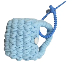 Porte-monnaie en tricot épais bleu clair mignon porte-clés mini sac accessoire tendance