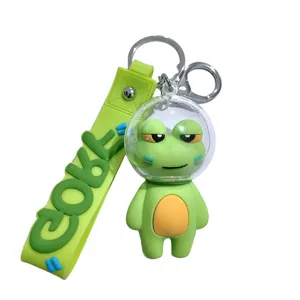 Cute cartoon space frog keychain silicone doll backpack pendant car keyring gifts